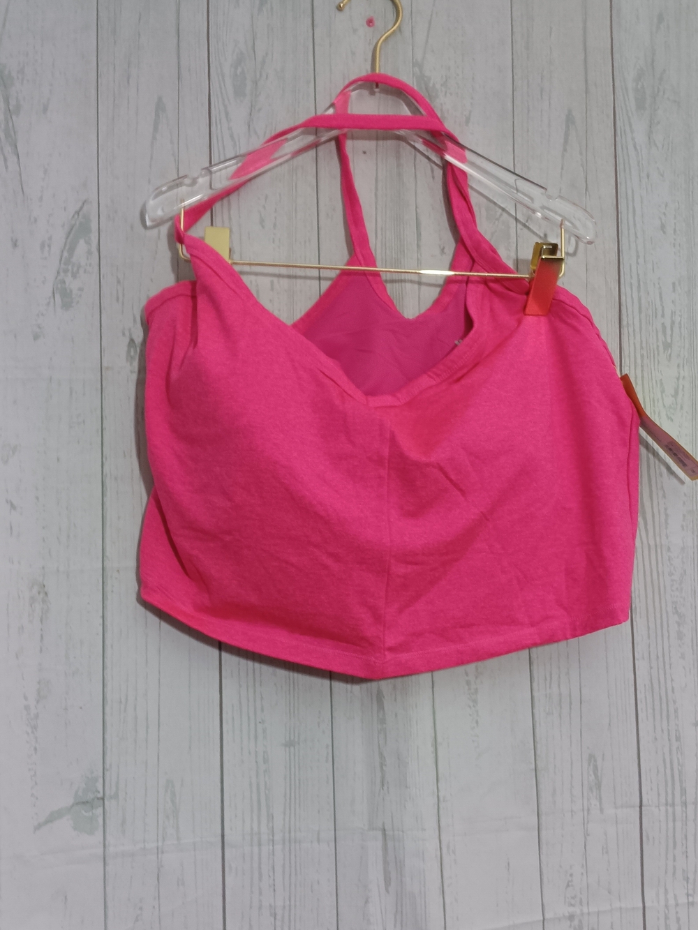 All In Motion Hot Pink Double-Strap Cropped Tank Sz 4X NWT